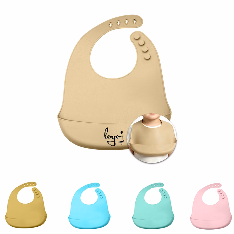 Soft Infant Bib with Snap Adjustability - Silicone