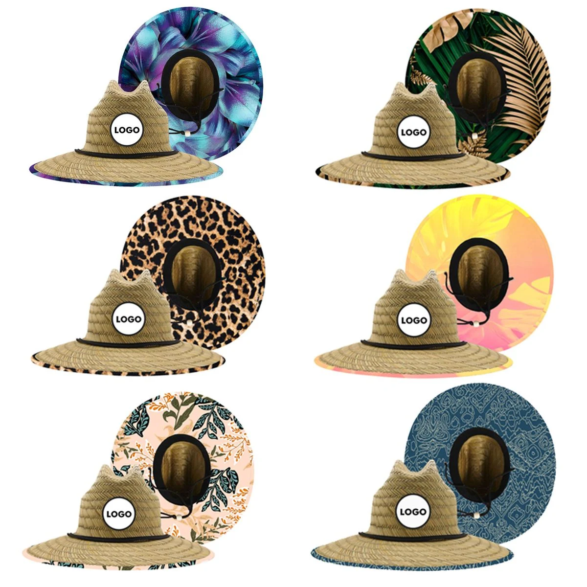 Personalized Printed Straw Lifeguard Sun Hat 1