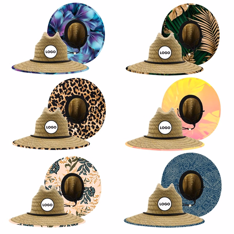 Personalized Printed Straw Lifeguard Sun Hat