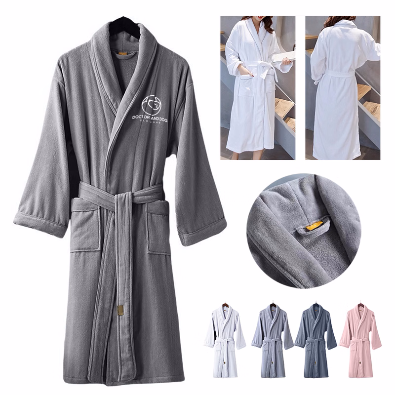 100% Cotton Thickened Shawl Collar Bathrobe