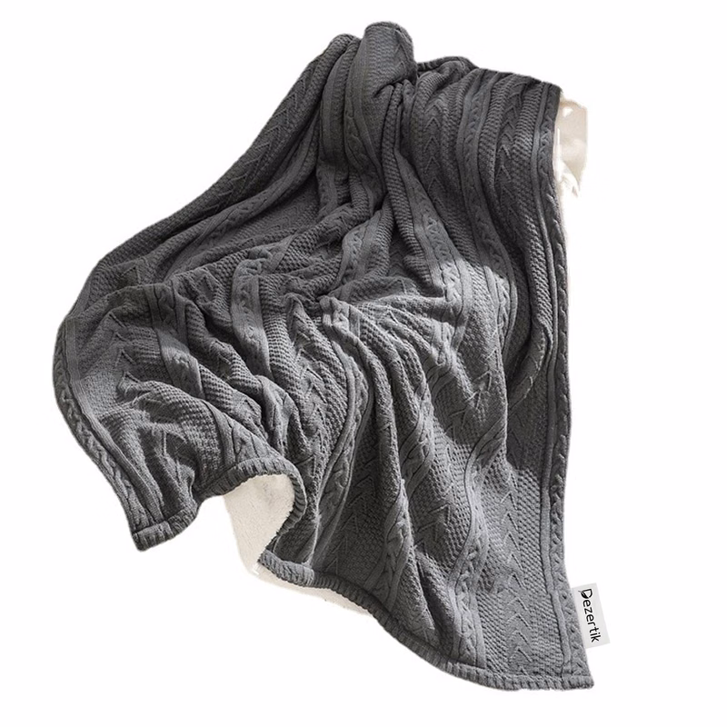 Knitted Acrylic Fishbone Blanket