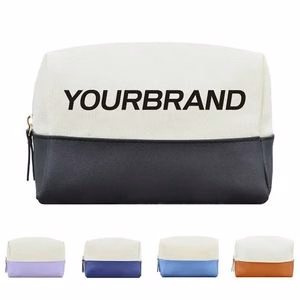 Canvas Leather Cosmetic Bag