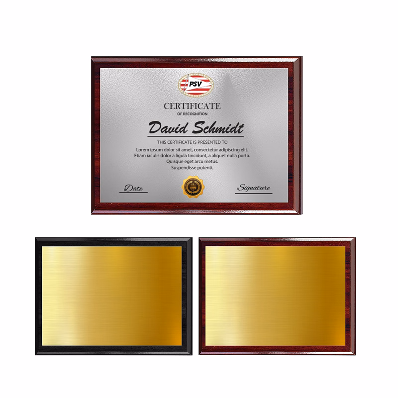 Wooden Plaque Award - Heat infused Silver or Gold 9" x 12"