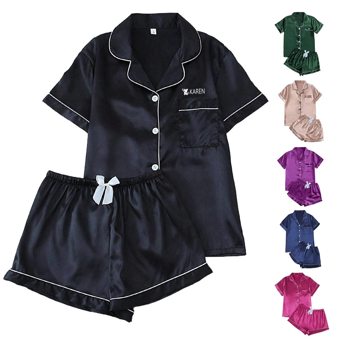 Women Comfortable Warm Soft Satin Silk Pajama Set 1