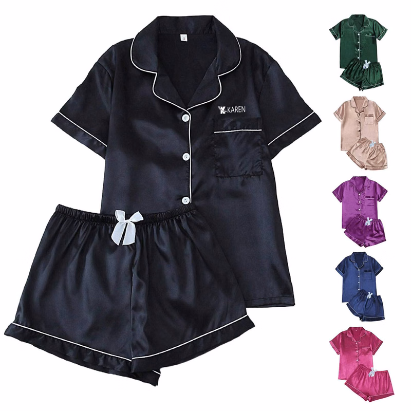 Women Comfortable Warm Soft Satin Silk Pajama Set