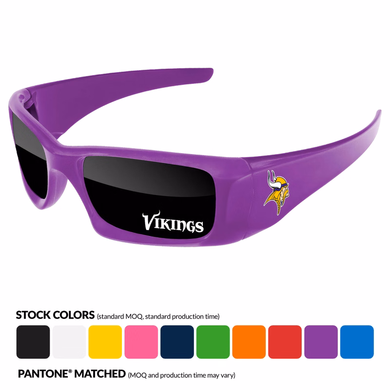 Wrap Sunglasses w/ 1 Color Lens Imprint & Full Colored Temple Imprint