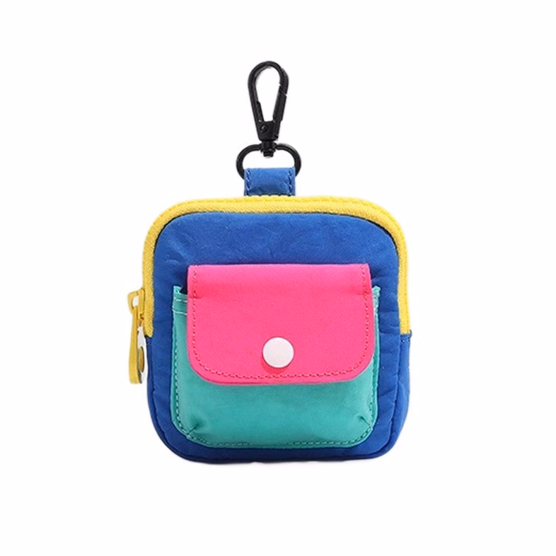 Mini Zipper Pouch, Portable Color Block Coin Purse, Small Card & Earphone Bag