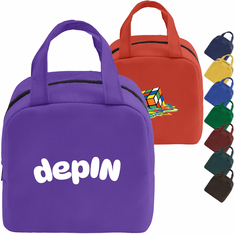 Non-woven Two Handle Lunch Bag w/ Zipper closure