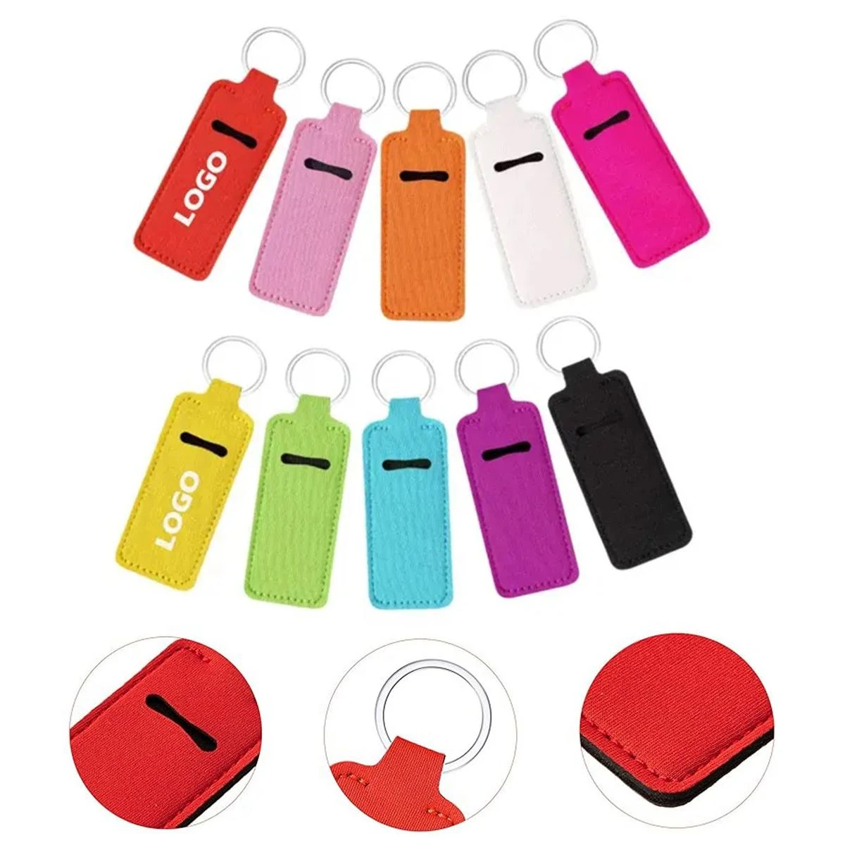 Neoprene Lip Balm Protective Sleeve Keychain 1