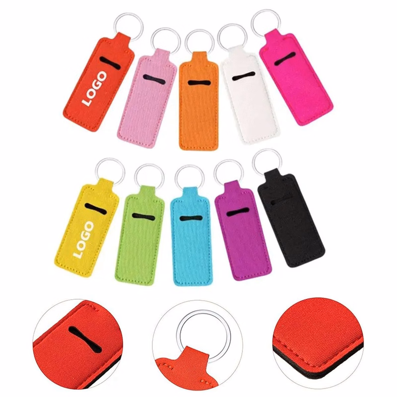 Neoprene Lip Balm Protective Sleeve Keychain
