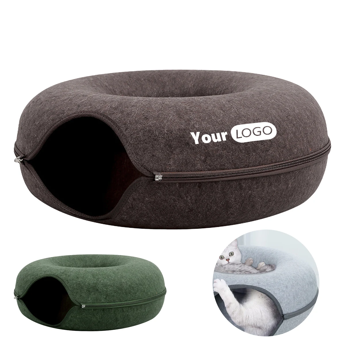 Felt Modern Cat Bed With Dual-Level Design 1