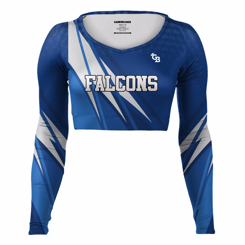 Long Sleeve V-Neck Cheerleading Crop Tops