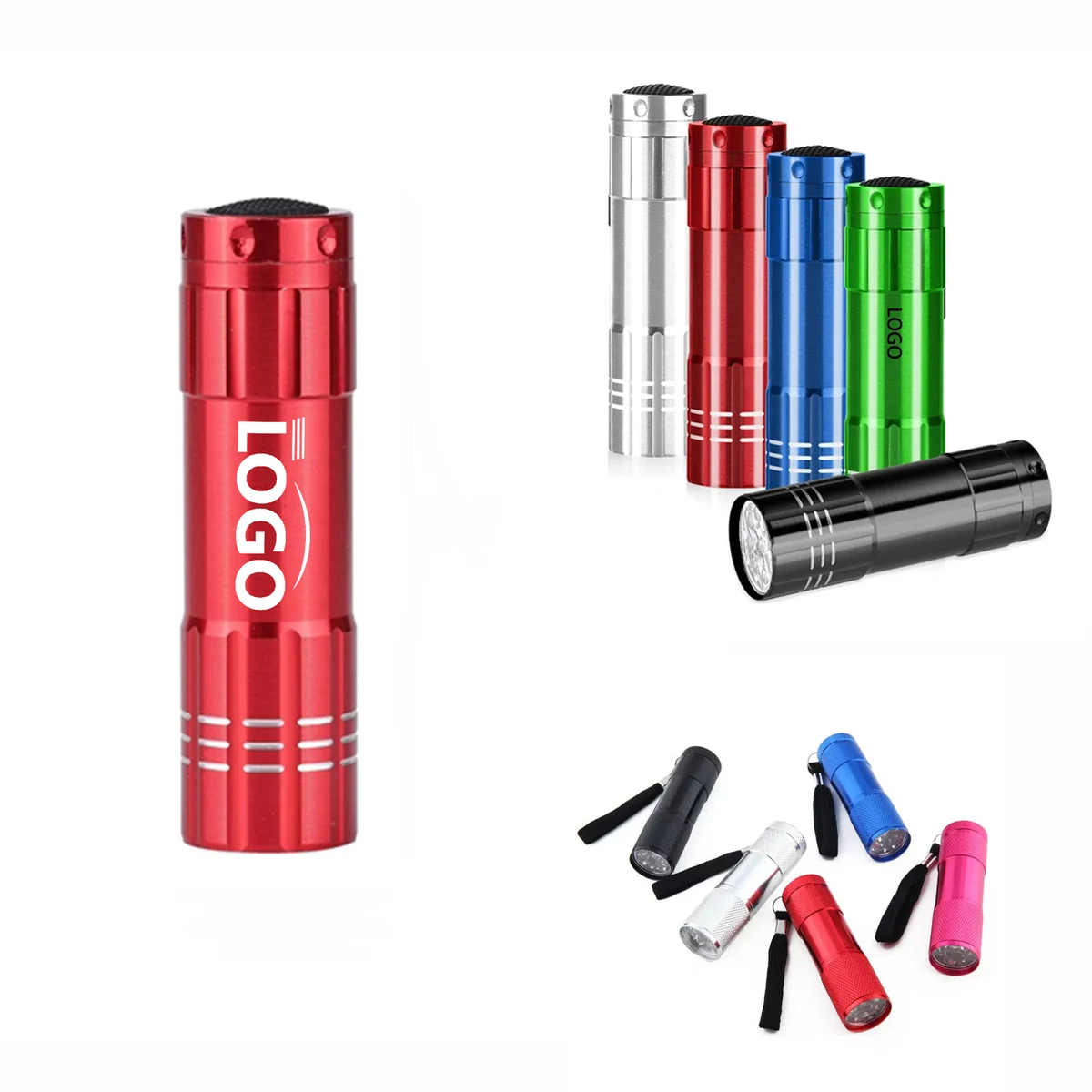 Aluminum 9 LED Flashlight With Strap MOQ 10pcs 1