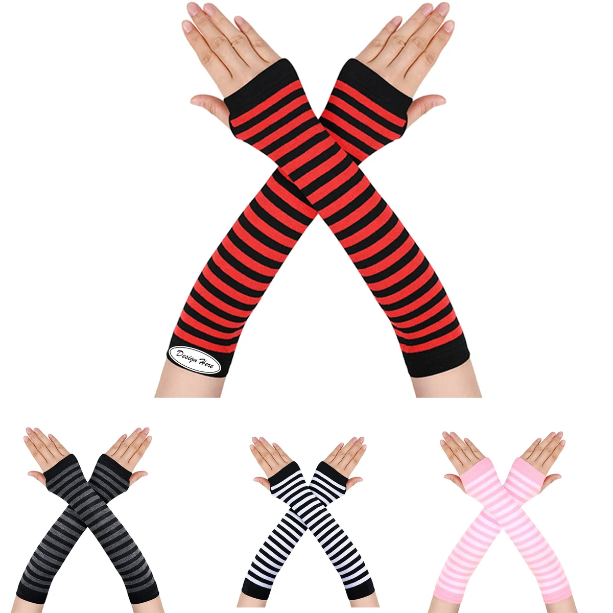 Punk Gothic Rock Style Long Arm Fingerless Gloves for Edge 1