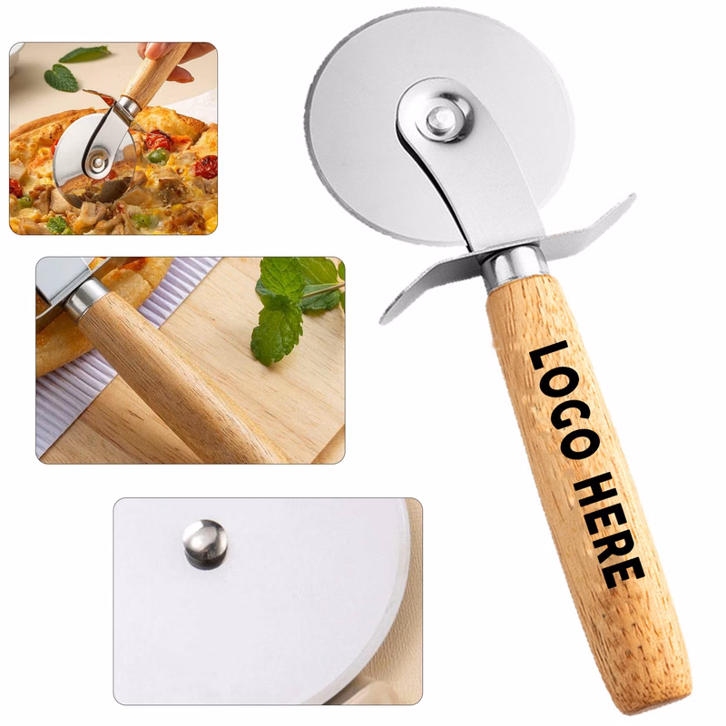 Kitchen Pizza Wheel Cutter with Wooden Handle