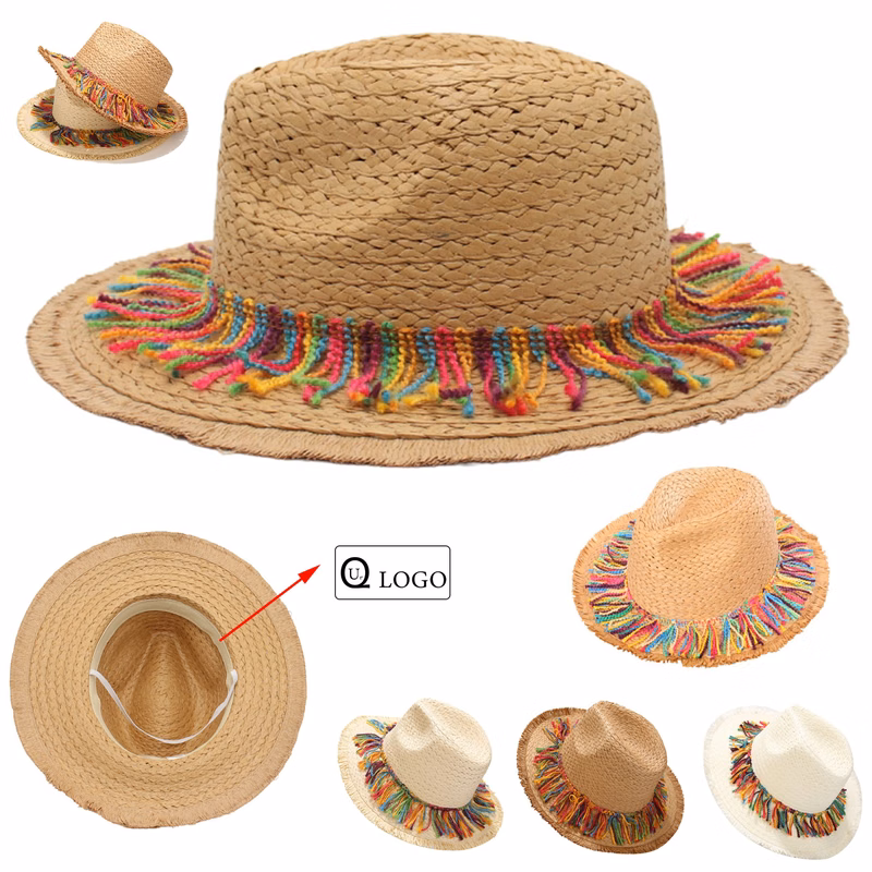 Kid'S Colorful Flow Sun Protective Wide Brim Straw Hats