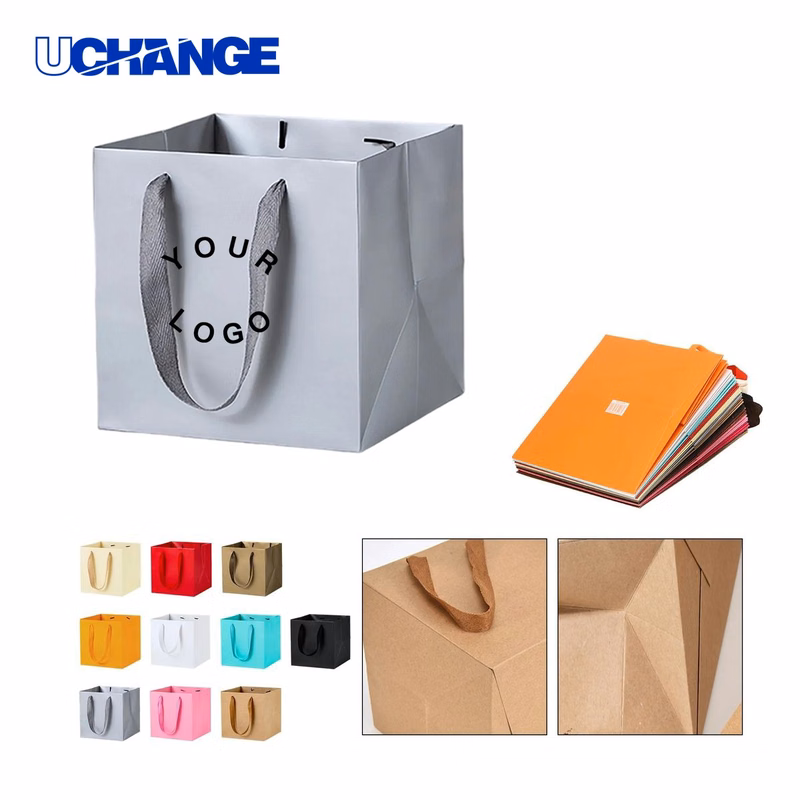 Square Kraft Tote Bag Carrier for Boutiques