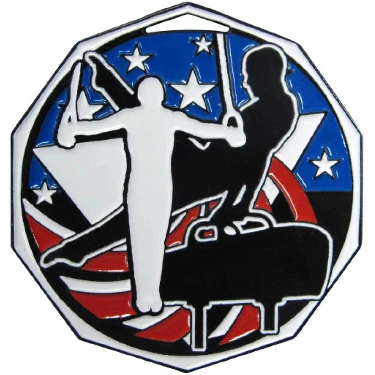 Male Gymnastics Decagon Colored Medallion (2") 1
