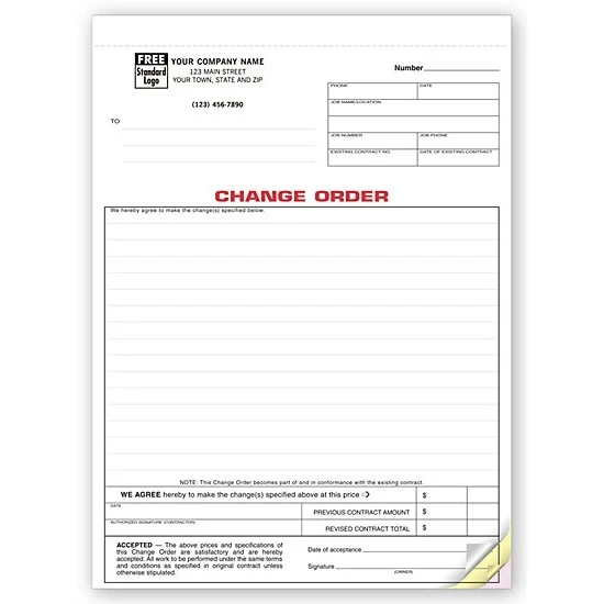 Change Order Forms, Classic Carbonless 1