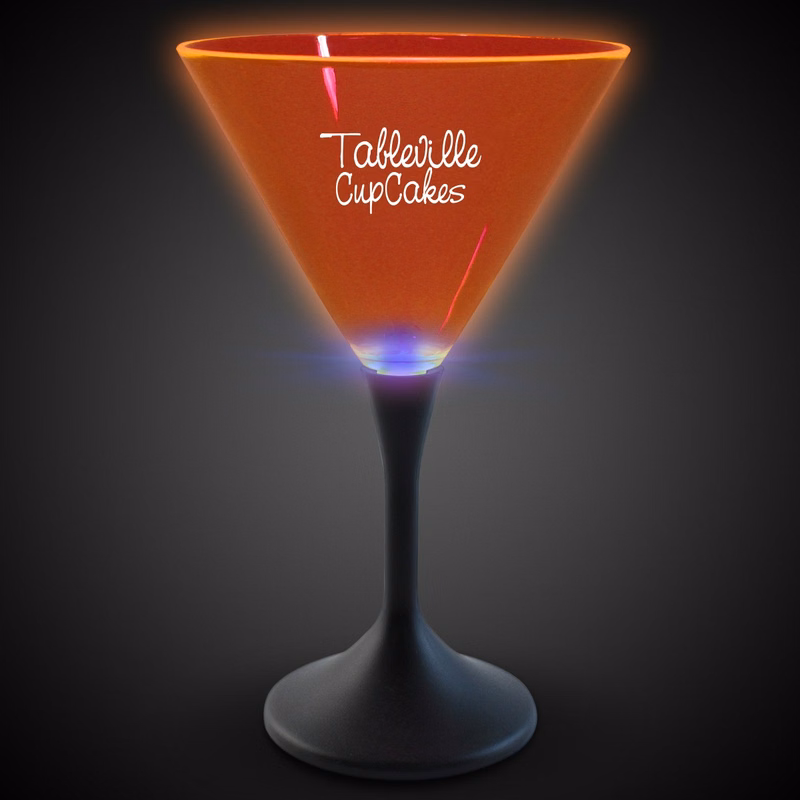 Orange Neon LED Martini Glasses(Laser Engraved)