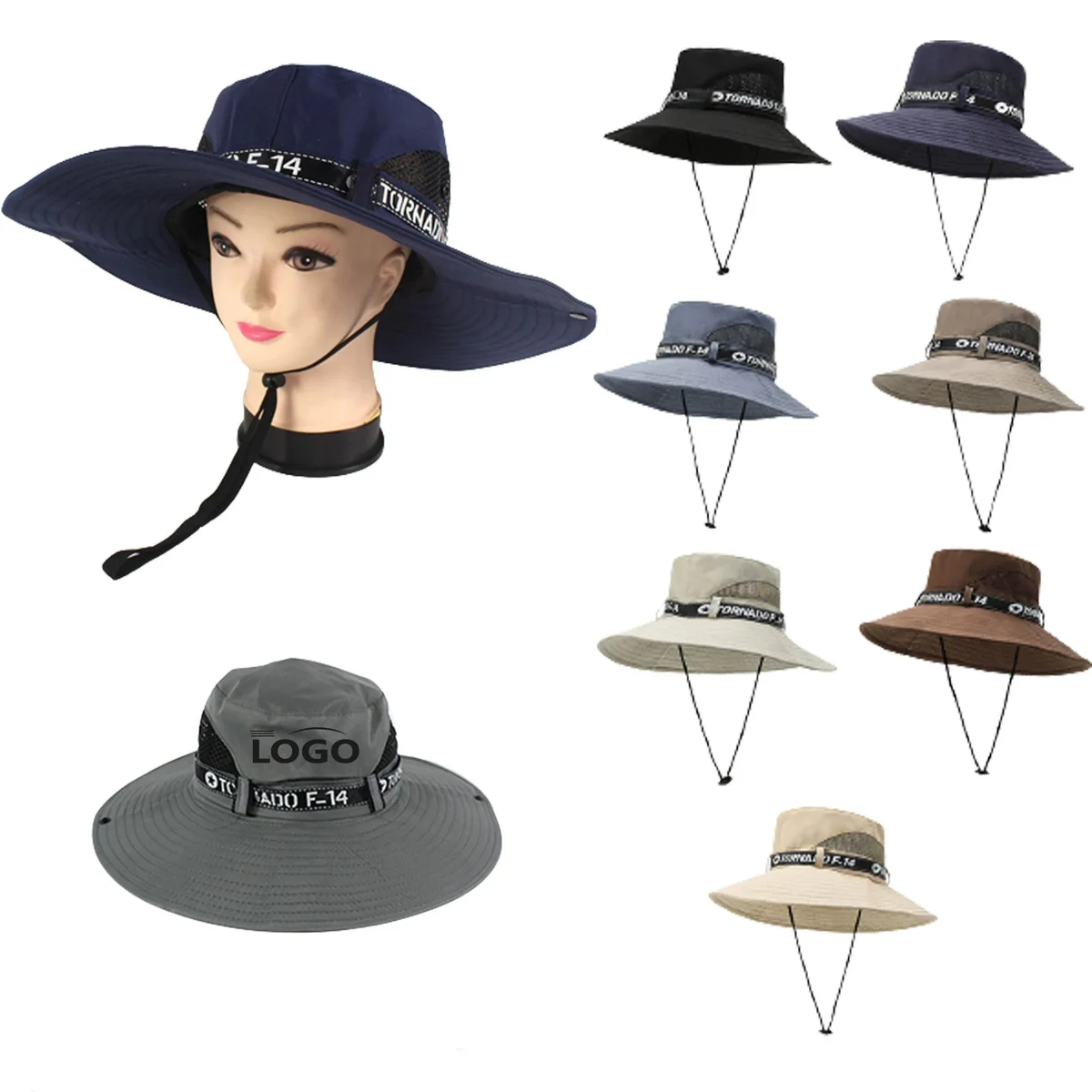 3.1" Wide Brim Mesh Bucket Hat 1