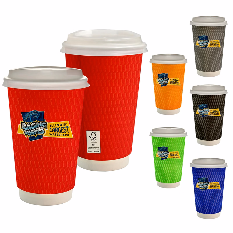16 oz. Full Color Wave Paper Cup With Lid