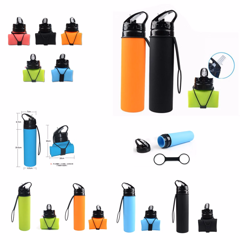 600ml Collapsible Folding Silicone Sport Water Bottle