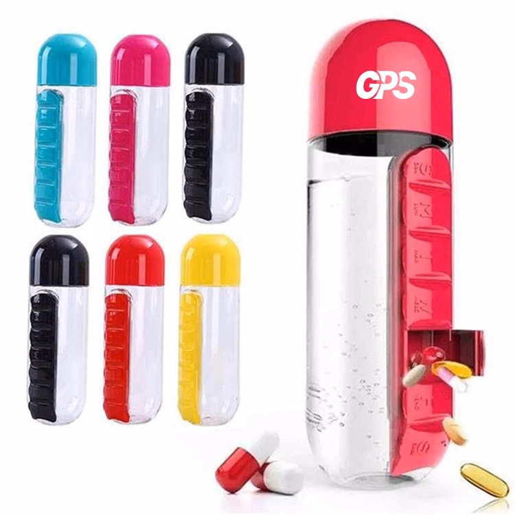 Water Bottle W/7 Compartments Pill Box