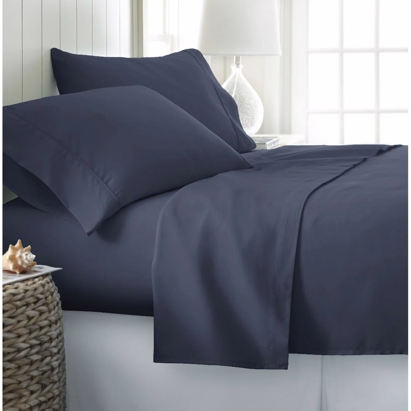 Microfiber Bed Sheet Sets - Navy Cali King 4 Piece Double-Brushed