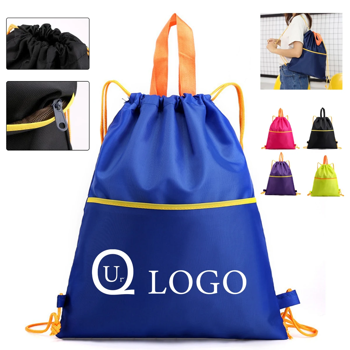 13X15.35 Inch Nylon Drawstring Backpack 1