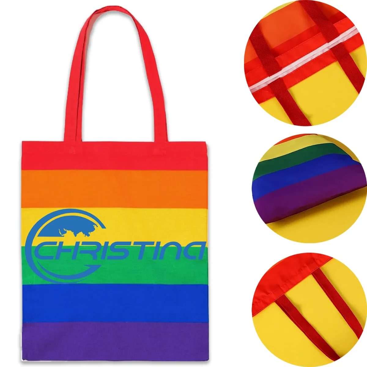 Rainbow Stripes Tote Bags Gay Support Beach, custom tote bag with logo imprint 1
