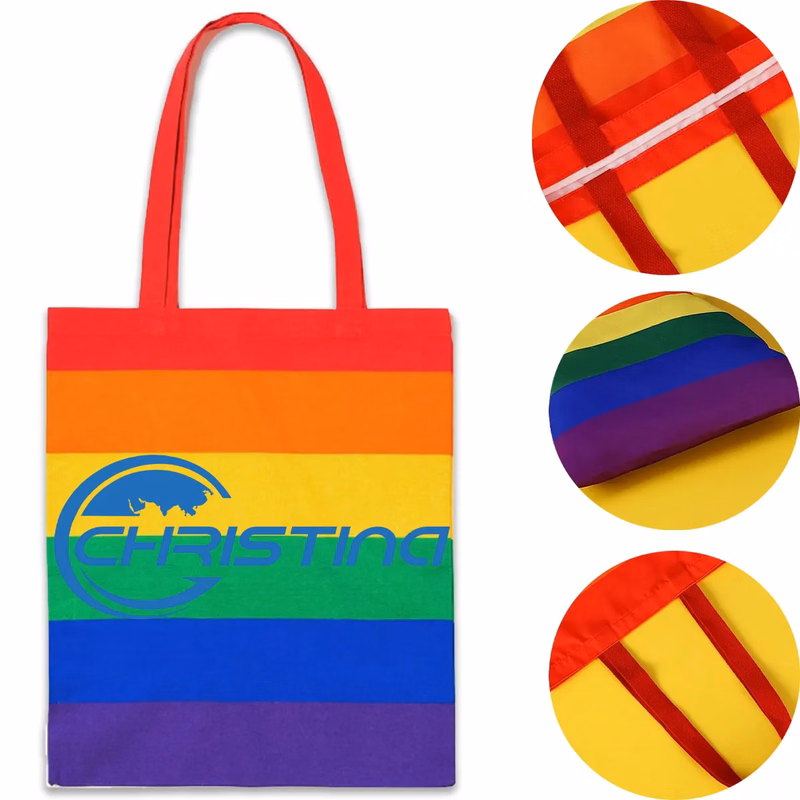 Rainbow Stripes Tote Bags Gay Support Beach