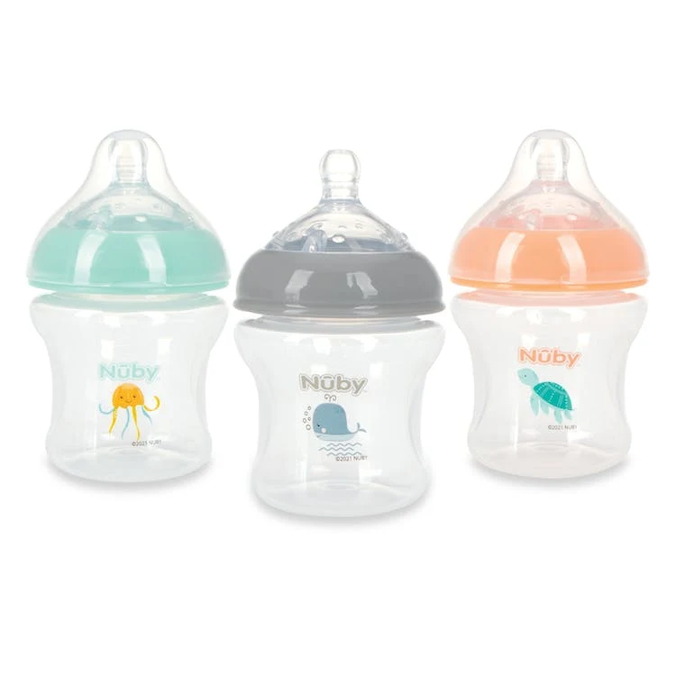 Nuby Bottles w/Slow Flow Silicone Nipple - 6 oz 0M+ 1
