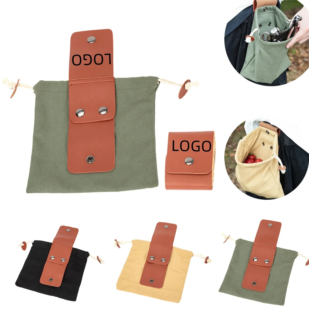 Outdoor Foraging Waist Bags Fruit Picking Drawstring Pouche 1