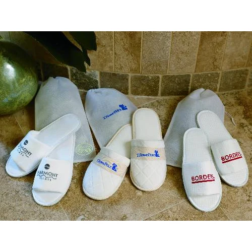 Cobblestone Mills Open Toe Waffle Weave Slippers 1