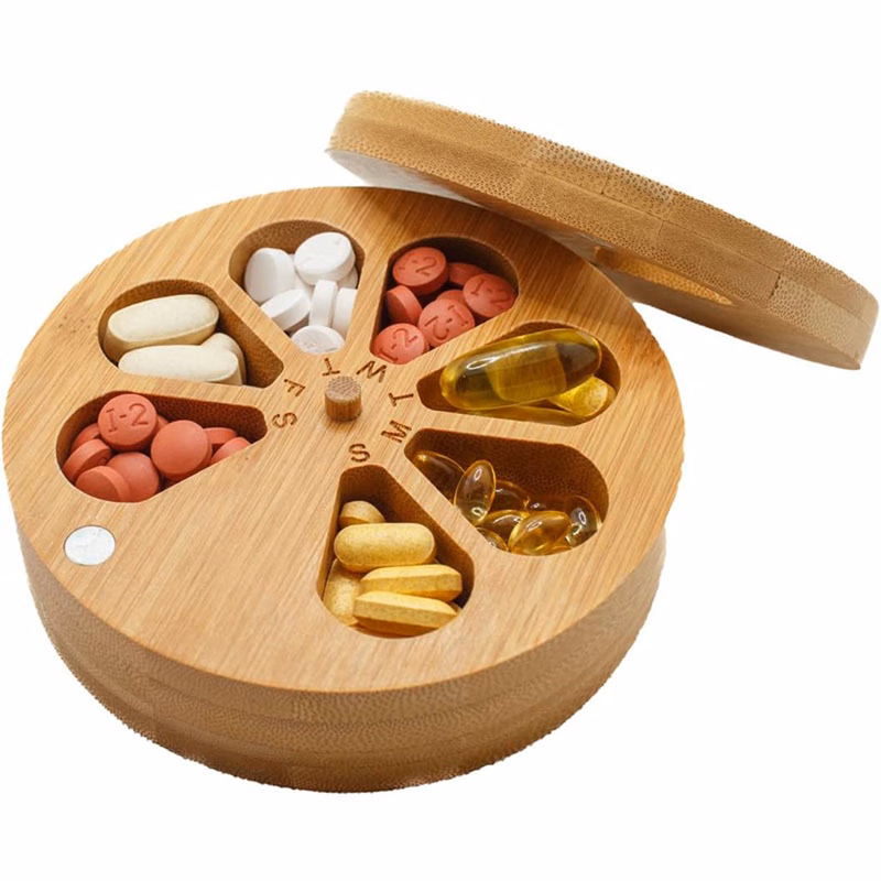 Wooden Weekly Daily Pill Organizer