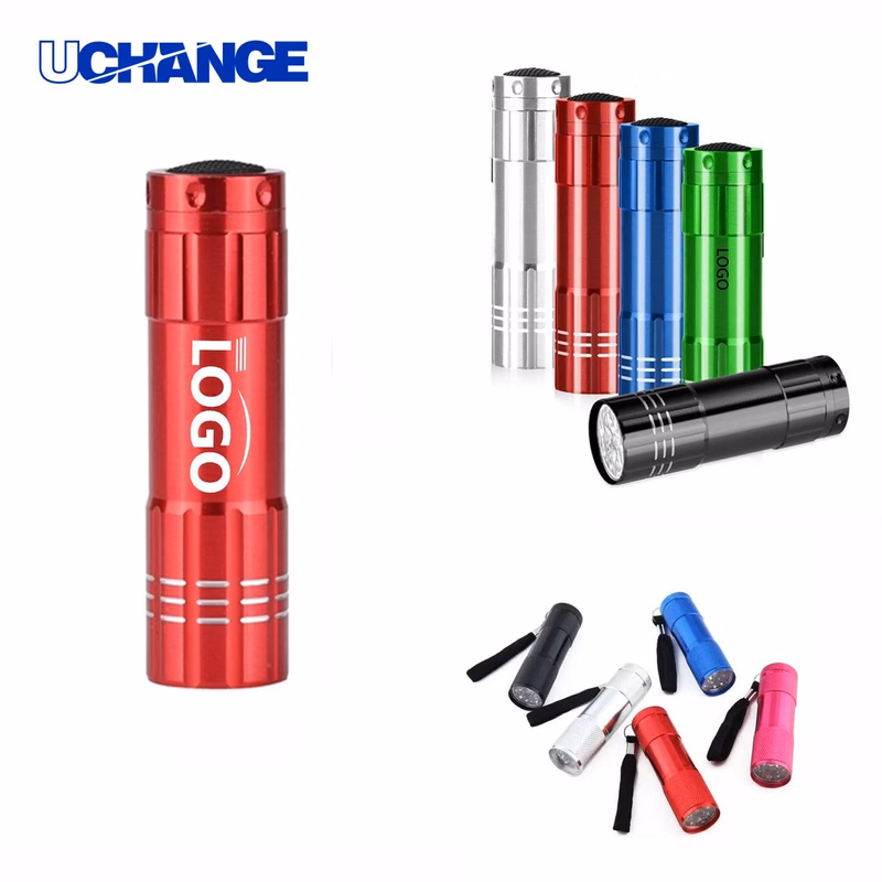 Aluminum 9-LED Flashlight Tool with Strap