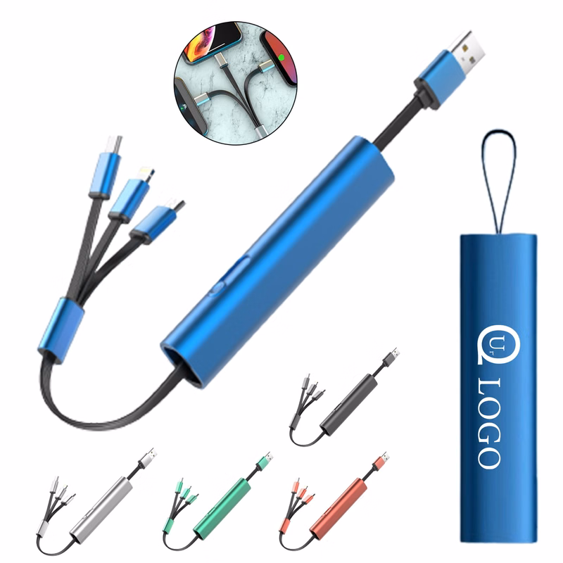 11.81 Inch 3 In 1 Metal Retractable Charging Cable