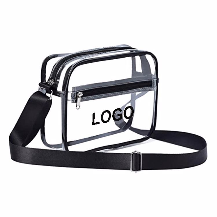 Clear PVC Crossbody Messenger Shoulder Bag w/Adjustable Strap