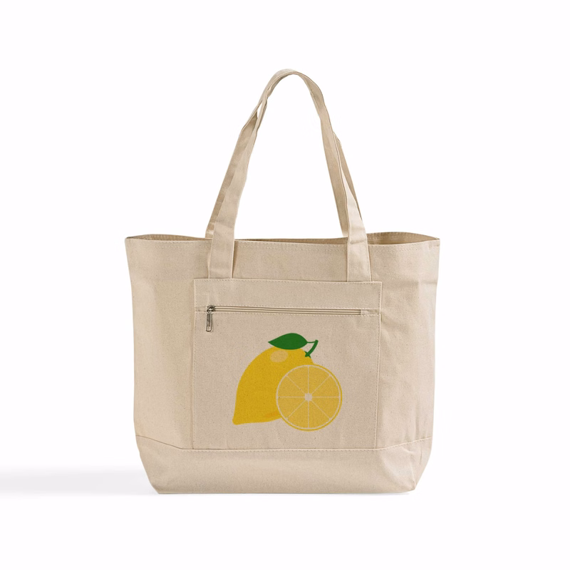 Zippered Canvas Utility Tote Natural
