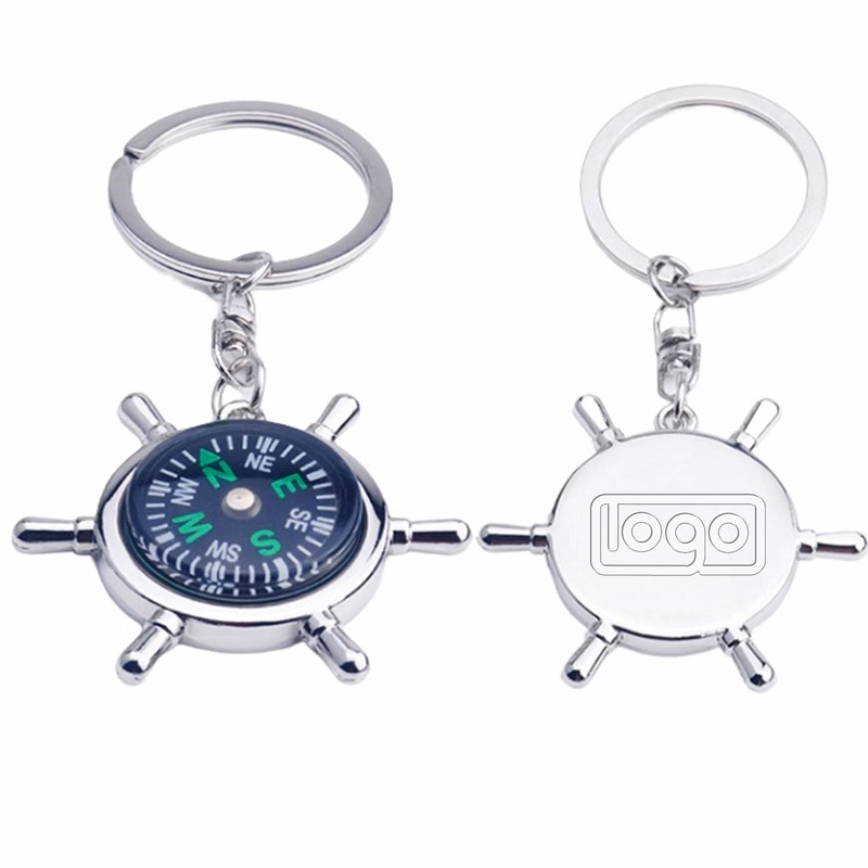 Metal Compact Compass Keychain