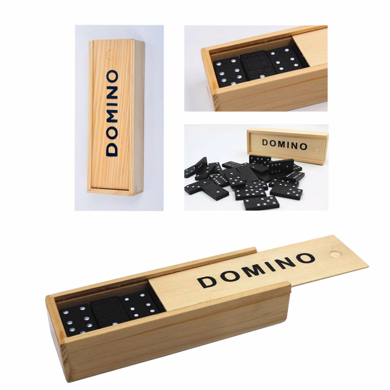 Wooden Box With Dominoes
