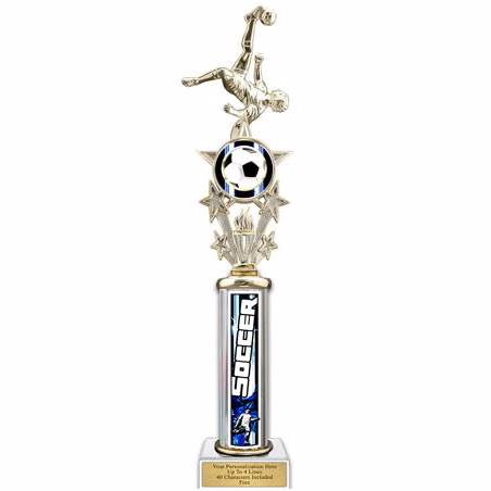 Trophy, 20" Action Matrix Blue Soccer 1 column