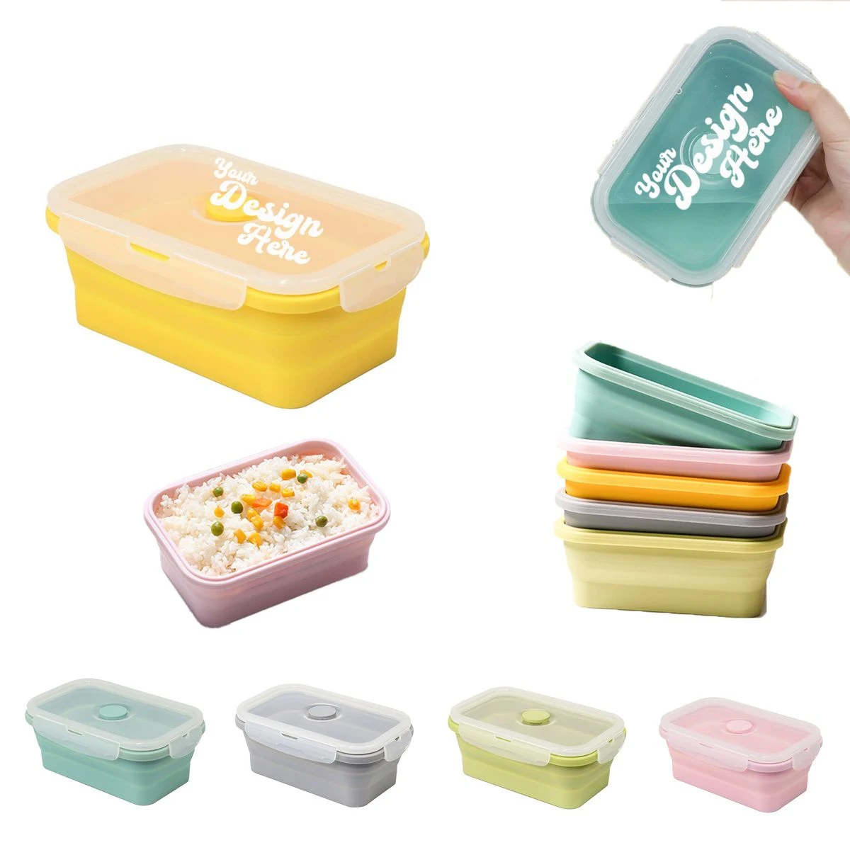 High-Thermal Collapsible Silicone Lunch Box for Outdoor Camp 1