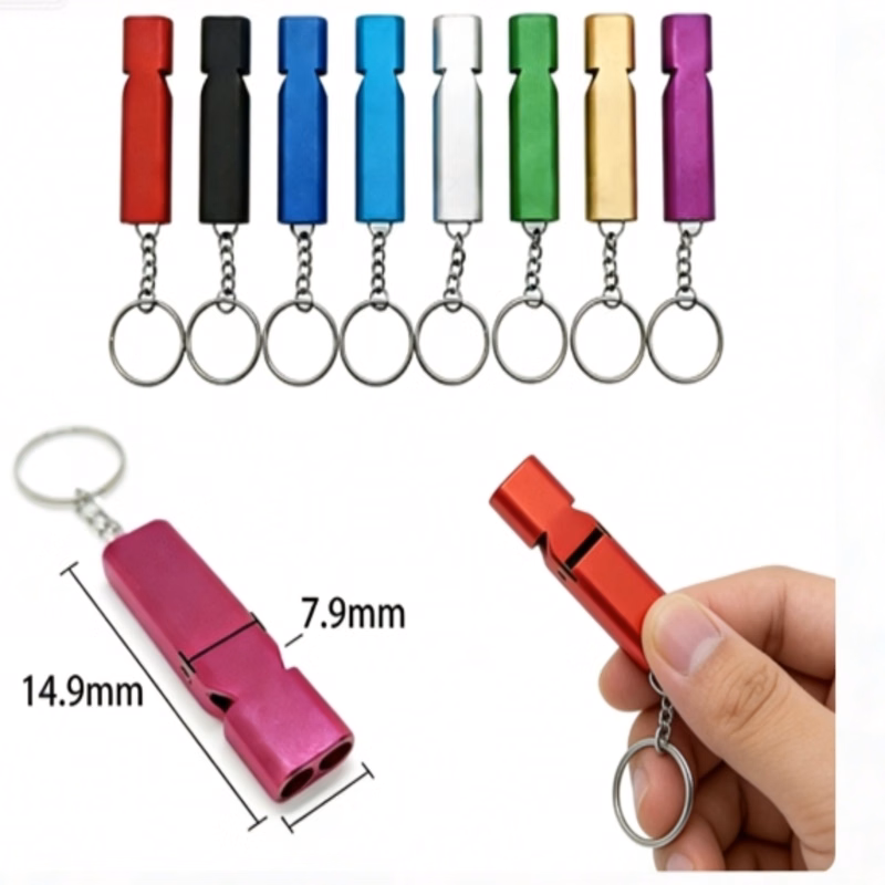 Aluminum Alloy Safety Whistle W/ Keychain