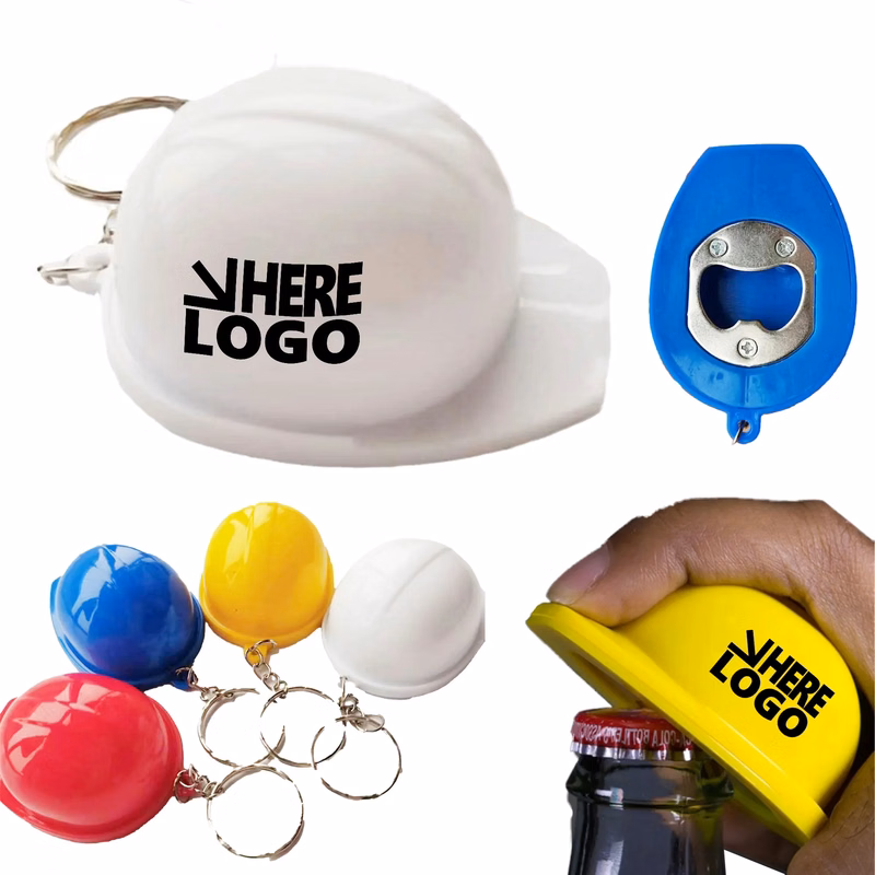 MOQ 20 Hard Hat Bottle Opener Keychain Construction