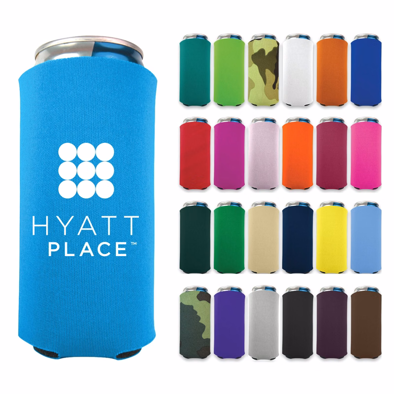Collapsible 8 oz. Slim Foam Can Cooler - Screen Printed