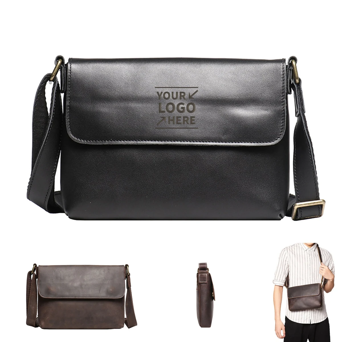 Cowhide Messenger Shoulder Bag 1