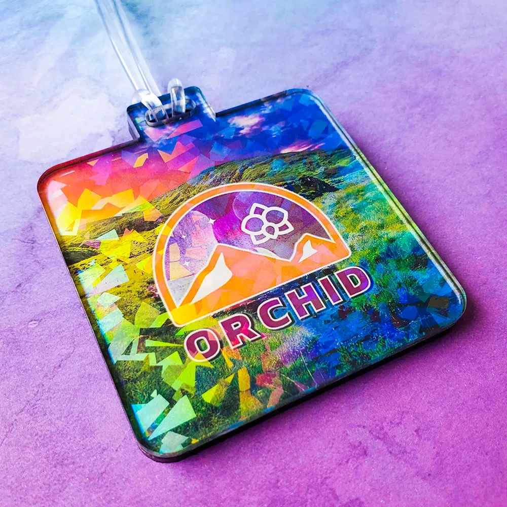 Acrylic Cracked Ice Holographic Bag Tag 1