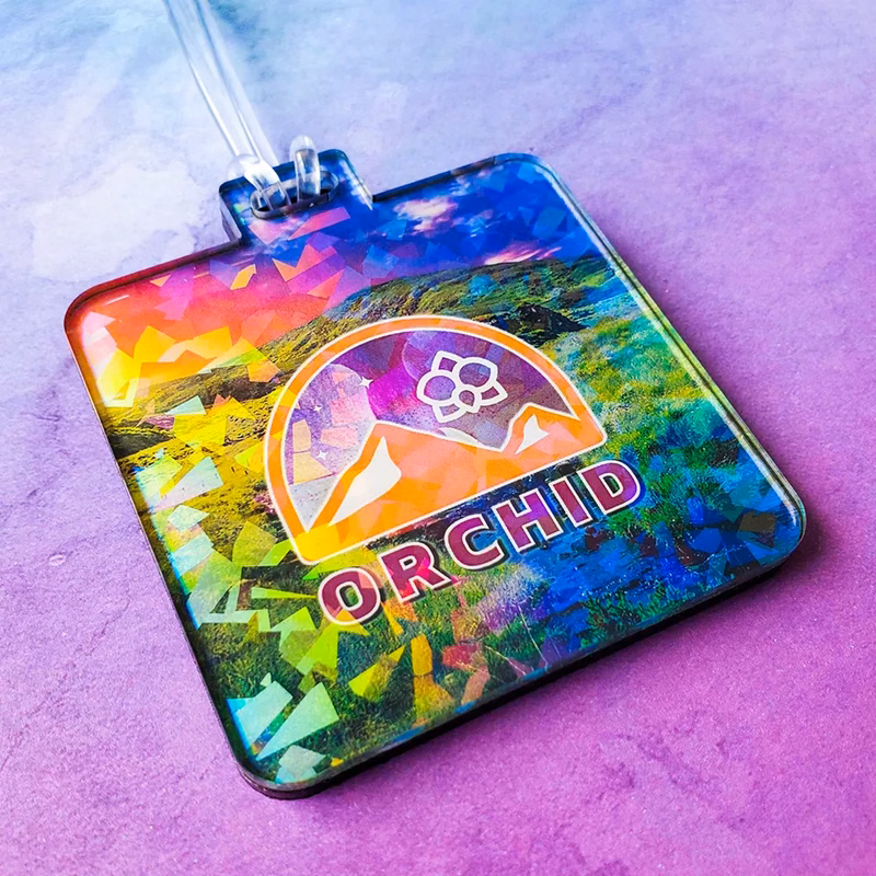 Acrylic Cracked Ice Holographic Bag Tag